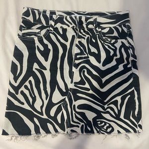 zara zebra print jean skirt